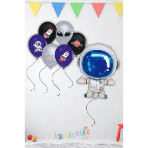 Uzay Konsept Doğum Günü Partisi Folyo Helyum Balon Seti Uzay Tema Balon Süsleme