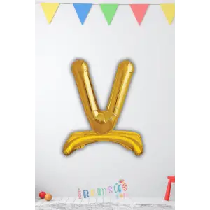 V Harfi Ayaklı Folyo Balon Gold Renk 32