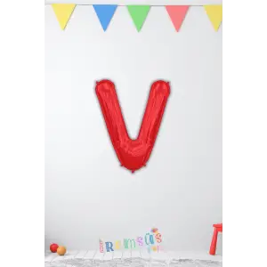 V Harfi Doğum Günü Kırmızı Renk Folyo Balon 16 36 Cm V Harf Folyo Balon Red Konsept