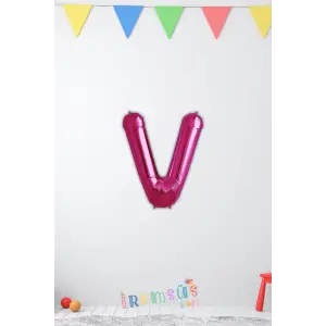 V Harfi Doğum Günü Pembe Renk Folyo Balon 16 36 Cm V Harf Folyo Balon Pembe Konsept