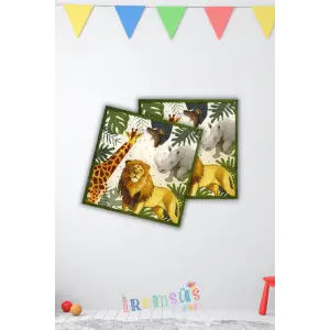 Wild Lıfe Baskılı Doğum Günü Partisi Peçetesi 16 Lı Vahşi Hayvan Tema Baskı Peçete