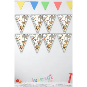 Wilf Life Konsept Doğum Günü Partisi Üçgen Flama 3 mt Wild Life Tema Doğum Günü Süslemesi