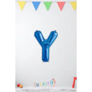 Y Harf Mavi Renk Folyo Balon 40 Cm