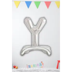 Y Harfi Ayaklı Folyo Balon Gümüş Renk 32