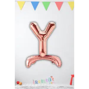 Y Harfi Ayaklı Folyo Balon Rose Gold Renk 32