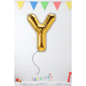 Y Harfi Doğum Günü Gold Renk Folyo Helyum Balon 34 76 Cm Y Harf Folyo Balon Gold Konsept