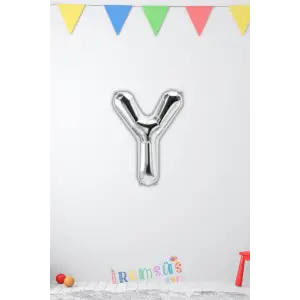 Y Harfi Doğum Günü Gümüş Renk Folyo Balon 16 36 Cm Y Harf Folyo Balon Silver Konsept