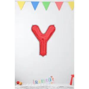 Y Harfi Doğum Günü Kırmızı Renk Folyo Balon 16 36 Cm Y Harf Folyo Balon Red Konsept