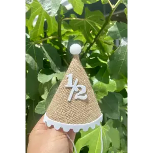 Yarım Yaş Doğum Günü Partisi 1/2 Yazılı Hasır Kukuleta Hasır Konsept Yarım Yaş Kukuleta