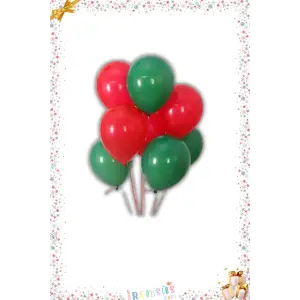 Yılbaşı Konsept Yeşil Kırmızı Karışık Renk 10 Adet 12 Balon Yılbaşı Süslemesi Yeni Yıl Süsü