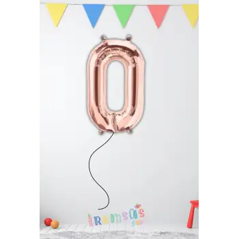 0 Rakam Doğum Günü Rose Renk Folyo Helyum Balon 34 76 Cm 0 Rakam Folyo Balon