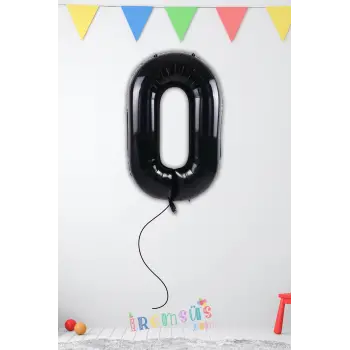 0 Rakamı Siyah Renk Folyo Helyum Balon 34 76 Cm 0 Rakam Folyo Balon Balon