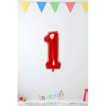 1 Rakam Kırmızı Renk Folyo Balon 40 Cm