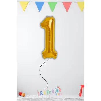 1 Yaş Doğum Günü Gold Renk Folyo Helyum Balon 34 76 Cm 1 Yaş Folyo Balon