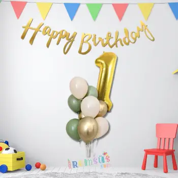 1 Yaş Doğum Günü Partisi Gold Tema Balon Süsleme Seti