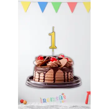 1 Yaş Doğum Günü Partisi Rakam Şeklinde Pasta Mumu Gold Renk 1 Yaş Doğum Günü