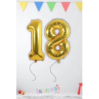 18 Yaş Rakam Folyo Balon Gold Renk 76 Cm