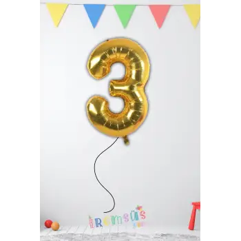 2 Yaş Doğum Günü Gold Renk Folyo Helyum Balon 34 76 Cm 3 Yaş Folyo Balon
