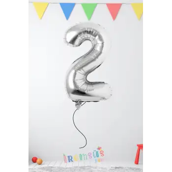 2 Yaş Doğum Günü Gümüş Renk Folyo Helyum Balon 34 76 Cm 2 Yaş Folyo Balon