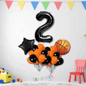 2 Yaş Doğum Günü Partisi Basketbol Tema Balon Süsleme Seti