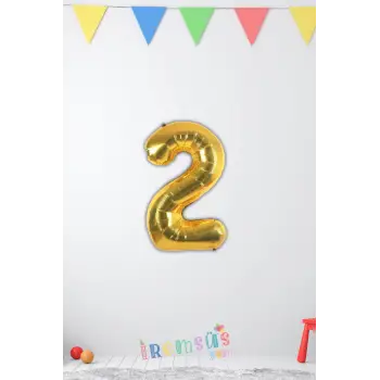 2 Yaş Doğum Günü Partisi Gold Renk Folyo Balon 16 36 Cm 2 Rakam Folyo Rakam Balon Altın Konsept