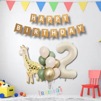 2 Yaş Doğum Günü Partisi Zürafa Tema Balon Süsleme Seti