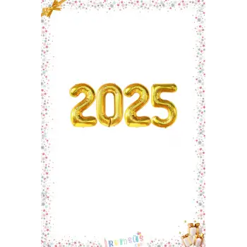 2025 Yazılı Gold Renk 36 Cm Folyo Balon Yeni Yıl Süsleme Balonu