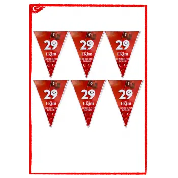 29 Ekim Cumhuriyet Bayramı Bayraklı Üçgen Flama 2 metre