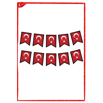23 Nisan Türk Bayrağı Süsleme Banner Flama 125 cm Türk Bayrağı Süslemesi