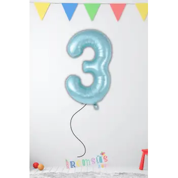 3 Yaş Doğum Günü Mavi Renk Folyo Helyum Balon 34 76 Cm 3 Yaş Folyo Balon