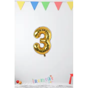 3 Yaş Doğum Günü Partisi Gold Renk Folyo Balon 16 36 Cm 3 Rakam Folyo Rakam Balon Altın Konsept