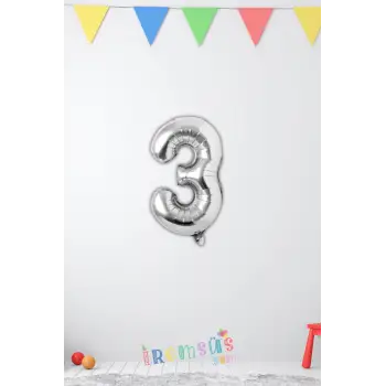 3 Yaş Doğum Günü Partisi Gümüş Renk Folyo Balon 16 36 Cm 3 Rakam Folyo Balon Silver Konsept