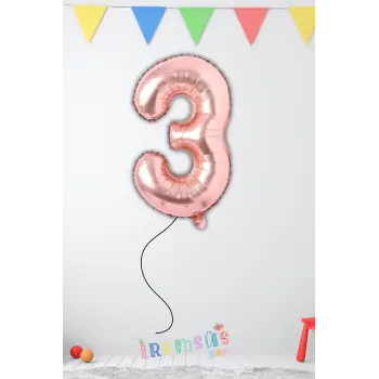3 Yaş Doğum Günü Rose Renk Folyo Helyum Balon 34 76 Cm 3 Yaş Folyo Balon