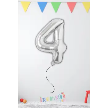 4 Yaş Doğum Günü Gümüş Renk Folyo Helyum Balon 34 76 Cm 4 Yaş Folyo Balon