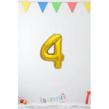 4 Yaş Doğum Günü Partisi Gold Renk Folyo Balon 16 36 Cm 4 Rakam Folyo Rakam Balon Altın Konsept