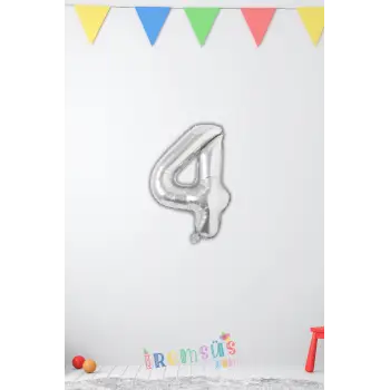4 Yaş Doğum Günü Partisi Gümüş Renk Folyo Balon 16 36 Cm 4 Rakam Folyo Balon Silver Konsept
