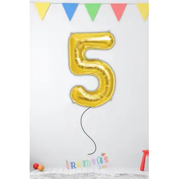 5 Yaş Doğum Günü Gold Renk Folyo Helyum Balon 34 76 Cm 5 Yaş Folyo Balon