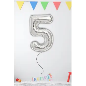 5 Yaş Doğum Günü Gümüş Renk Folyo Helyum Balon 34 76 Cm 5 Yaş Folyo Balon