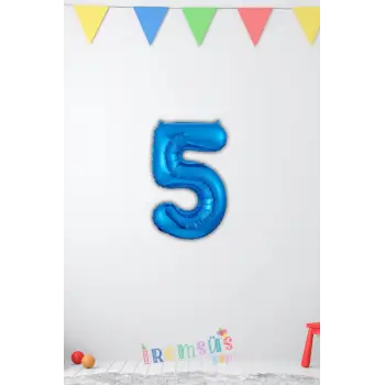 5 Yaş Doğum Günü Partisi Mavi Renk Folyo Balon 16 36 Cm 5 Rakam Folyo Balon Mavi Konsept