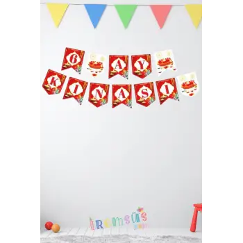 6 Ay Kınası Süsleme Yazısı Banner Kırmızı Renk 190 cm 6 Ay Kınası Organizasyon Süsleme