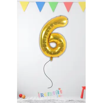 6 Yaş Doğum Günü Gold Renk Folyo Helyum Balon 34 76 Cm 6 Yaş Folyo Balon