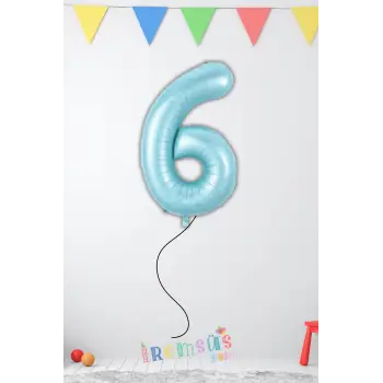 6 Yaş Doğum Günü Mavi Renk Folyo Helyum Balon 34 76 Cm 6 Yaş Folyo Balon