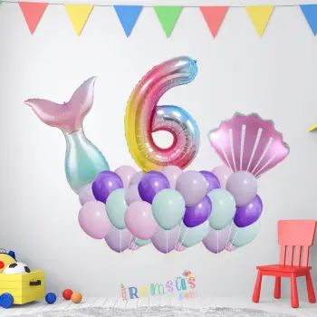 6 Yaş Doğum Günü Partisi Deniz Kızı Balon Süsleme Seti