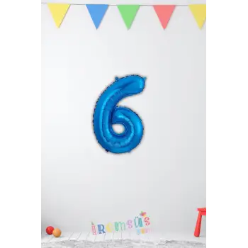 6 Yaş Doğum Günü Partisi Mavi Renk Folyo Balon 16 36 Cm 6 Rakam Folyo Balon Mavi Konsept