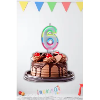 6 Yaş Rakam Renkli Mum