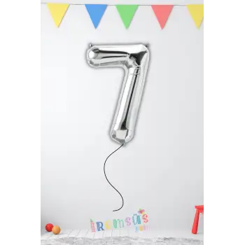 7 Yaş Doğum Günü Gümüş Renk Folyo Helyum Balon 34 76 Cm 7 Yaş Folyo Balon