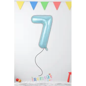 7 Yaş Doğum Günü Mavi Renk Folyo Helyum Balon 34 76 Cm 7 Yaş Folyo Balon