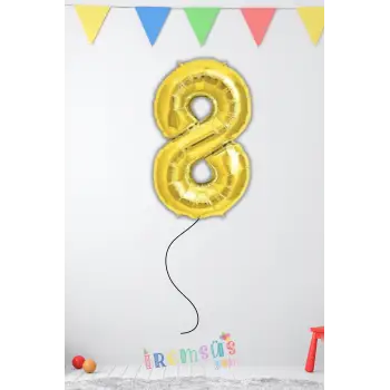 8 Yaş Doğum Günü Gold Renk Folyo Helyum Balon 34 76 Cm 8 Yaş Folyo Balon