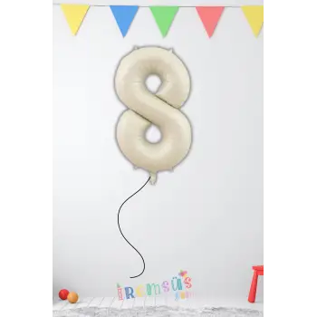 8 Yaş Doğum Günü Krem Renk Folyo Helyum Balon 34 76 Cm 8 Rakam Folyo Balon Balon Retro Renk