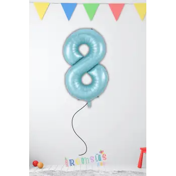 8 Yaş Doğum Günü Mavi Renk Folyo Helyum Balon 34 76 Cm 8 Yaş Folyo Balon